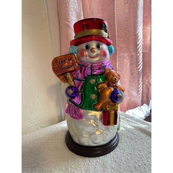 Vintage Thomas Pacconi LARGE 16” Glass Blown Snowman Collectible Figure - Picture 1 of 12